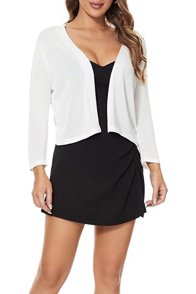 GENERAL Satuun Women's 3/4 Sleeve Shrugs Lightweight Open Front Cropped Cardi...