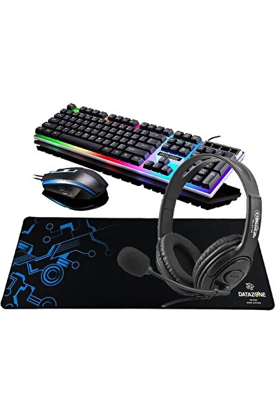Datazone Rgb Backlit G21 Wired Keyboard&Mouse Black,Mouse Pad P804 Blue With ...