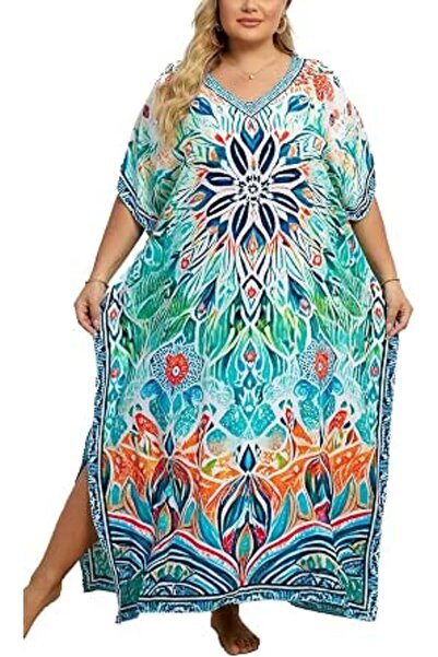 GENERAL Women's Cotton Kaftan Loungewear Boho Homewear Oversized Kimono Maxi ...