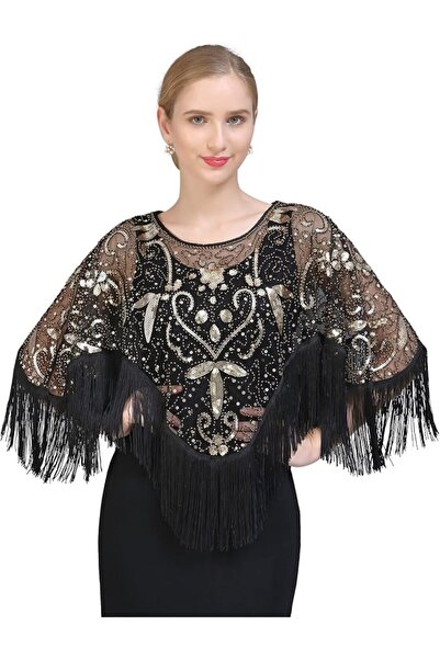 Dragon Ball Z x DCMJ Z&X Women's 1920s Beaded Sequin Shawl Wrap Fringed Eveni...