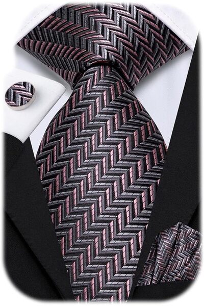 Dubulle Mens Paisely Silk Tie for Men Necktie and Pocket Square Set