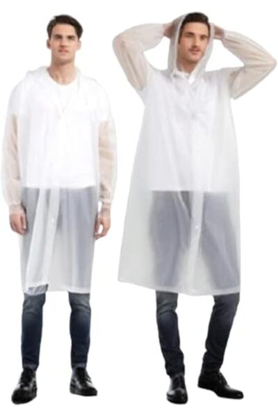 Sweet seven 2 Pcs Waterproof EVA Raincoat Rain Poncho Portable with Hood Reus...