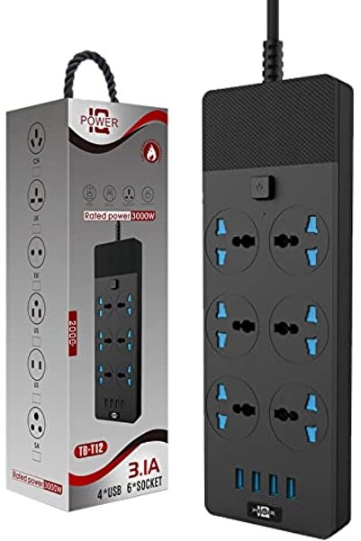 Generic Universal Power Strips Extension Lead Outlets 6 Slot Extension Cord O...