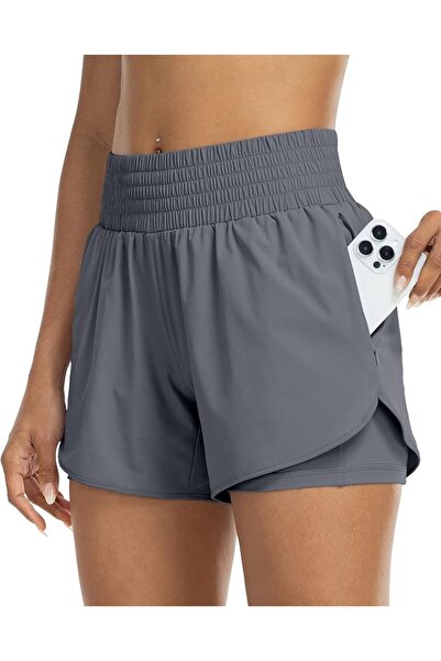 GENERAL YEZII Womens High Waist Running Shorts Athletic Workout Quick Dry Sho...
