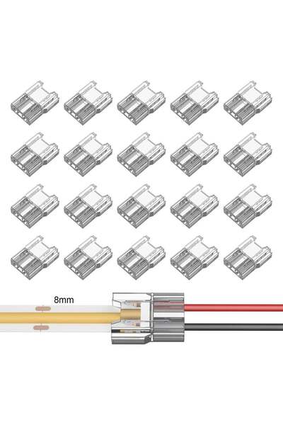 Arabest 20Pcs COB LED Light Strip Connectors,8mm 2Pin,Solderless Transparent,...
