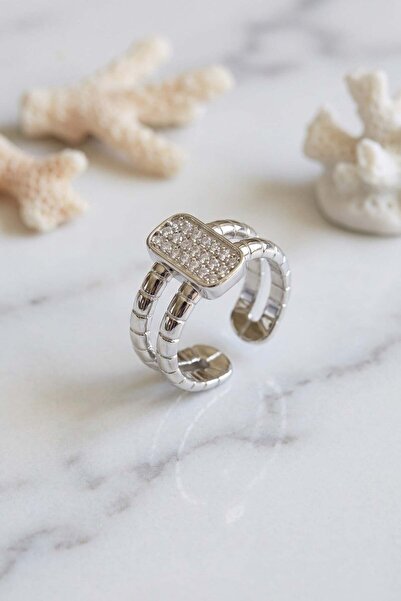 Inure Jewelry Clariss Parallel Luxury Zircon Stone Silver Color Ring
