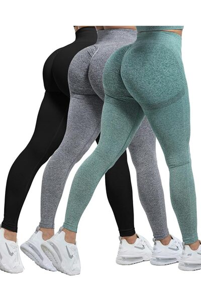 CHRLEISURE Chrisure Women's Gym Leggings Seamless Compression High Waist Tumm...