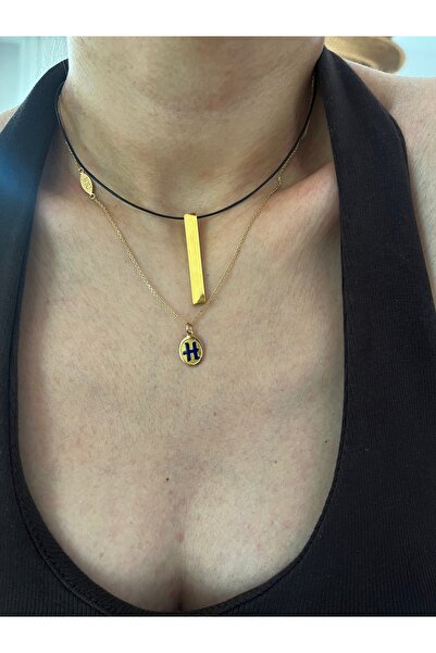 Hoop jewelery Leather Cord Steel Bar Choker