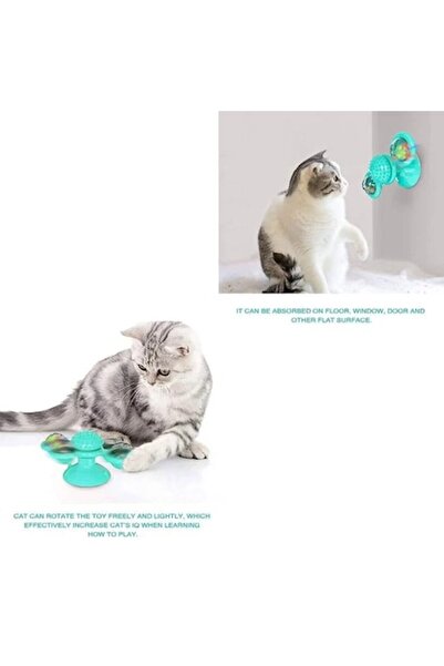 CATIANO Jucărie pentru pisici cu spinner dublu, turcoaz, cu lumină