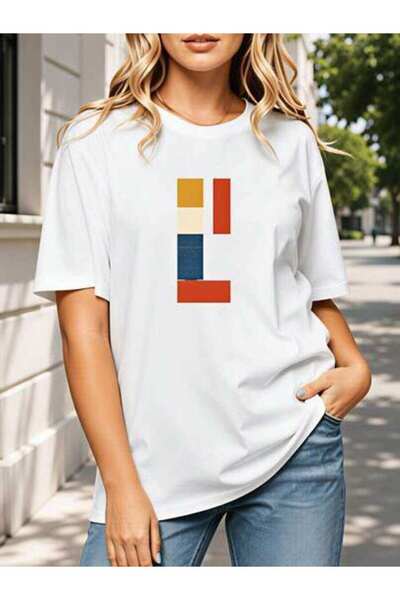 23ERVA Casual Women's Abstract Geometric Design, Pure Cotton T-Shirt, Spring ...