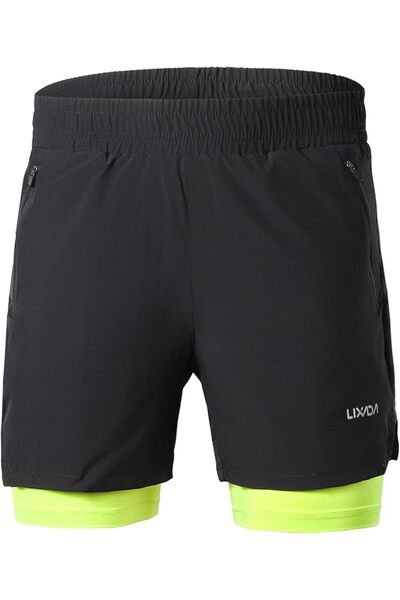 EACAM Men 2 in 1 Running Shorts Quick Drying Breathable Active Training Exerc...
