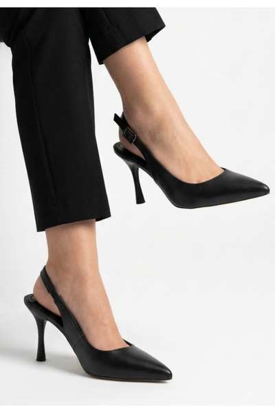 ALFA AKSESUAR 03 حذاء كينتاي الأسود المطفي بكعب عالي