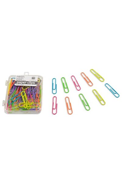 CATIANO Agrafe de hârtie metalice multicolore neon 50mm - 60 bucăți