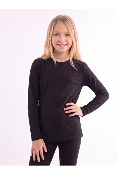 FYK KİDS Girl's Basic Solid Color Long Sleeve Sweatshirt