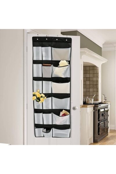 GENERAL Over Door Shoe Organizer with 18 Pockets and 4 Hooks Breathable Mesh ...