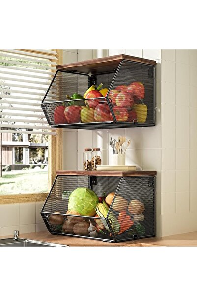 GENERAL Stackable Fruit Basket for Kitchen Countertop Space Saving, Wall Moun...