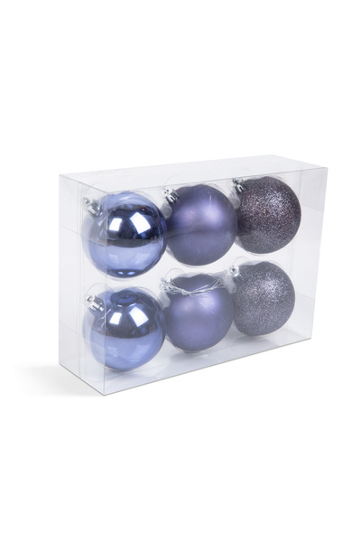 Alista Home Set de globuri de Crăciun, mov, 6 bucăți, 7 cm, mat/lucios/sclipitor