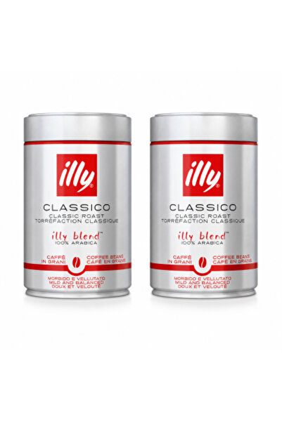illy Set de 2 x Classico, boabe de cafea, 100% Arabica, prăjire clasică, 250 ...