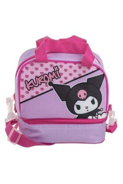 OEM Geanta Izoterma cu 2 Compartimente, Roz-Lila Glitter, Model Kuromi