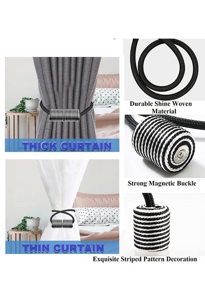 IM FineLife Magnetic Curtain Tiebacks 1 Pair Curtain Straps Strong Magnetic Curtain Holder Buckle hooks for Home Sheer Blackout Drapes Blind Curtains Decorations Accessories سِتَارَة (2,PCS)