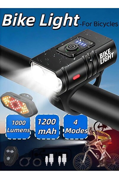 XIUWOO High-Power Bike Light Set, 1000 Lumens – USB Charged, Turn Signal Tail...