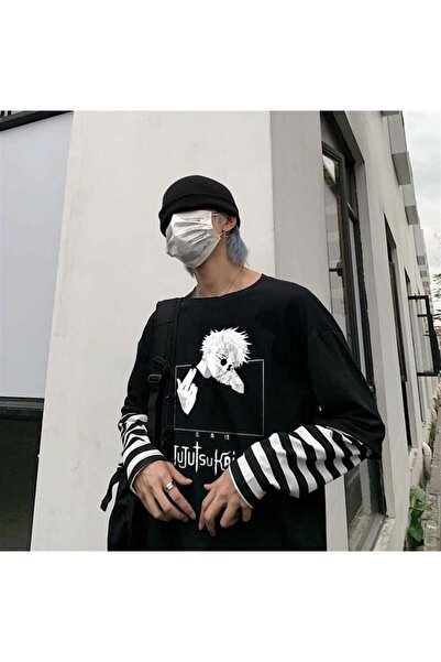 DEEFWEAR تي شيرت أسود للجنسين مطبوع عليه Jujutsu Kaisen من MINGALONDON