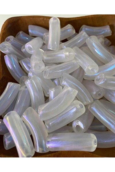 yiğit aksesuar 10 Pieces (9*32mm) 3cm Transparent Curved Tube Beads with Hole...