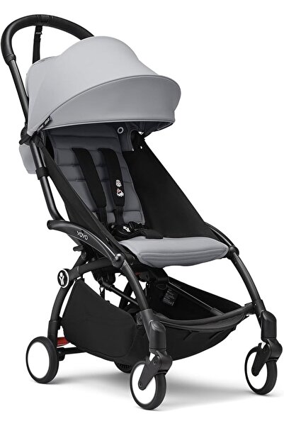 Stokke عربة أطفال YOYO3 من 6 أشهر فصاعداً - تتضمن هيكل أسود/وسادة مقعد حجرية ...