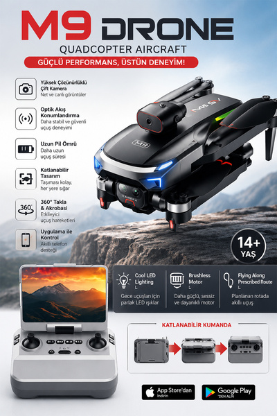 TECHNOMEN Profesyonel Kameralı Drone – Çift Kamera, Brushless Fırçasız Motor,...