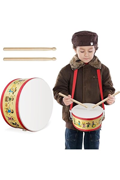 EXCEFORE Kids Drum Set, 7.87 in Wooden Toy Drum with Adjustable Strap and 2 D...