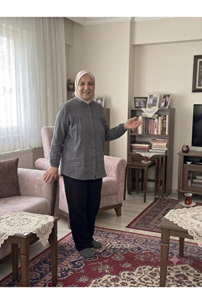 Doğan müslim kumaş önü piliseli büyük beden gömlek