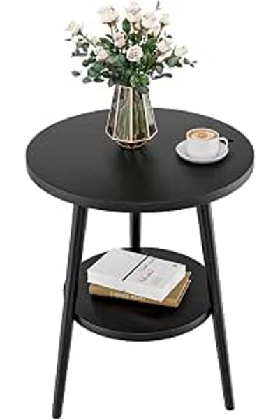 Solerconm 2-Layer Round Coffee Table,End Tables for Living Room, Side Tables,...
