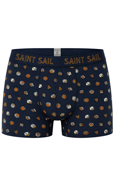 Saint Sail بوكسر قطني منقوش باللون الأزرق الداكن للرجال