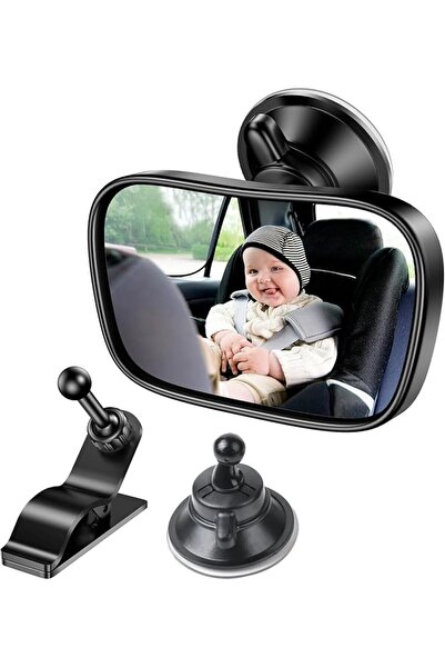 Hepiide Baby Car Rear View Mirror: Baby Car Rear View Mirror with 2 Bases - A...