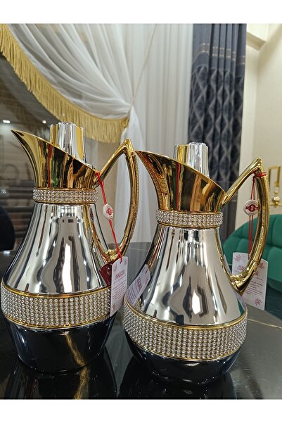 DEKOR ZÜCCACİYE HOME Luxury Silver Tea Thermos with 2 Stones