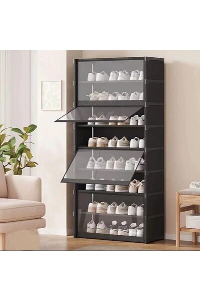 GENERAL Zaisen Shoe Rack, Made of Non-Woven Fabric, with Transparent Cover an...