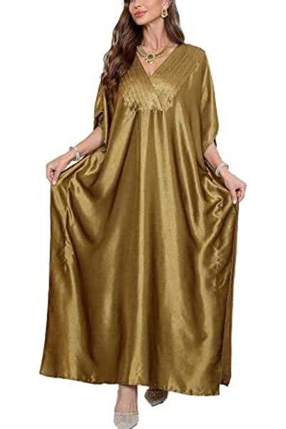 YouKD Women's Solid Color Bohemian Kaftan Dress Beach Cover Ups Plus Size Bat...