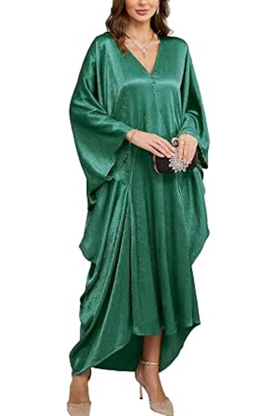 YouKD Women's Solid Color Bohemian Kaftan Dress Beach Cover Ups Plus Size Bat...