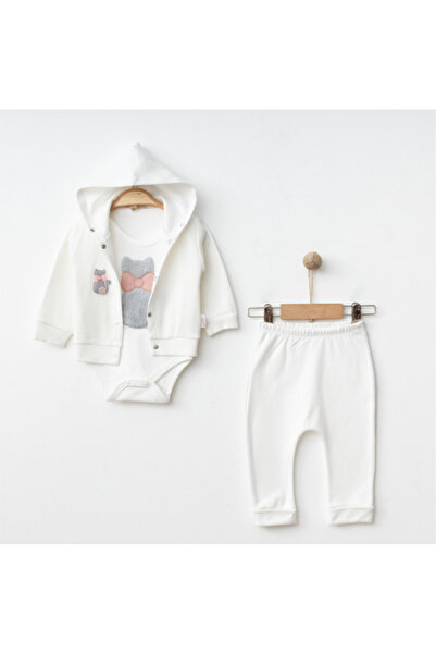 BabyWings Cat Embroidered Baby Girl 3-Piece Set