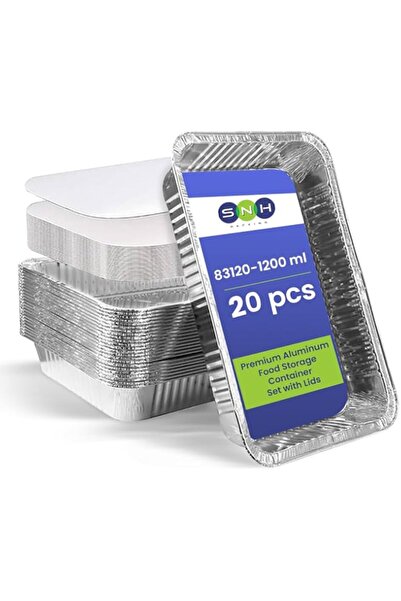 Generic Packing Disposable Aluminium Rectangle Containers 1200Ml With Lids He...