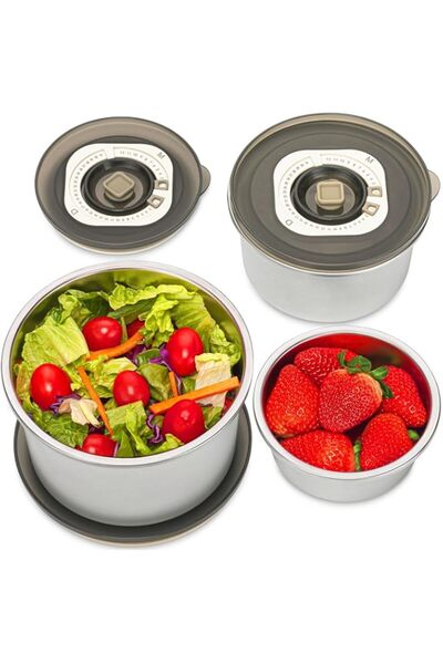 Generic Sealed Food Containers,Set of 3,Stainless Steel Lunch Storage with Tr...