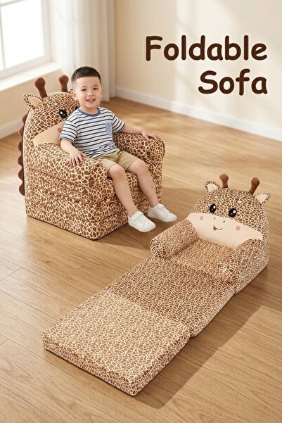 Generic 1 Plush Foam Foldable 2 In 1 Toddler Sofa Bed Removable Washable Cove...