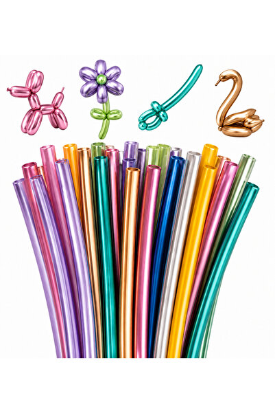ninex Shiny Pipe Balloons Pack of 150, Multicolor Long Twisting Balloons for ...