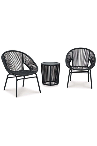 Ashley Furniture طاولة وكراسي ماندارين كيب للاستخدام الخارجي (مجموعة من 3 قطع)