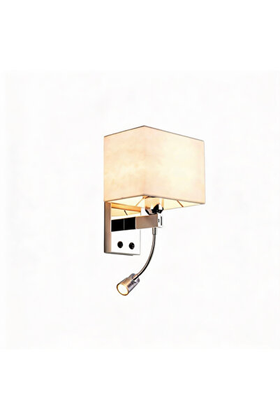 ٍSiera Light مصباح حائط فندقي بظل بيج مربع مع ضوء كشاف - BJ 005 |   تصميم أني...