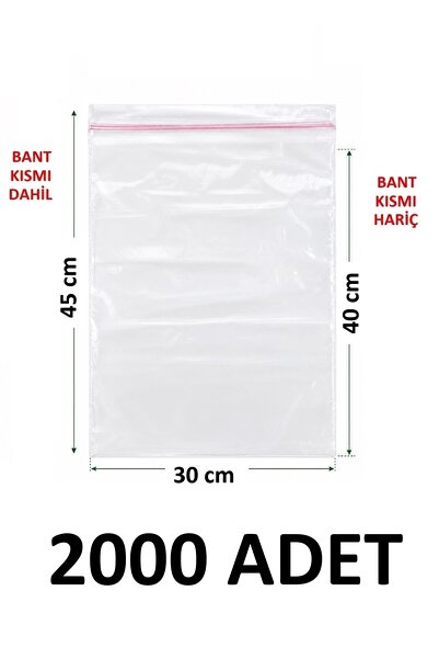 MTKardeşler 2000 Pieces 30X40+5 cm Transparent Nylon Bags with Polyethylene T...