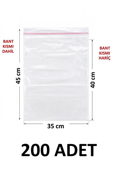 MTKardeşler 200 Pieces 35X40+5 cm Transparent Nylon Bags with Polyethylene Ta...