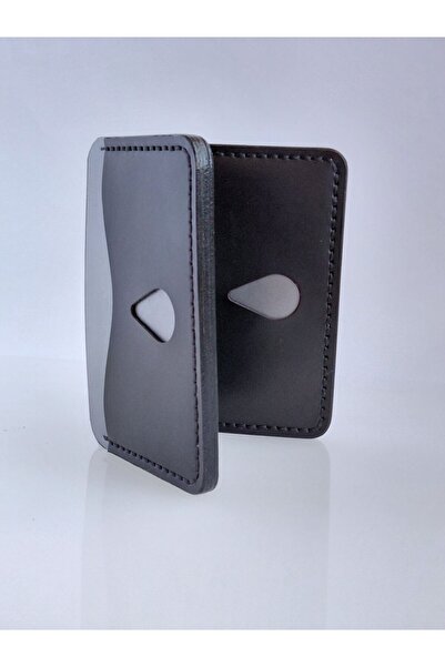 LUNA LUSTER Leather Black Gray Design Men's Card Holder & Wallet