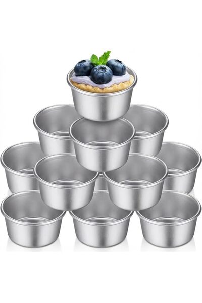 Generic Geiserailie 10 Pieces Individual Flan Molds Egg Tart Molds Pudding Cu...