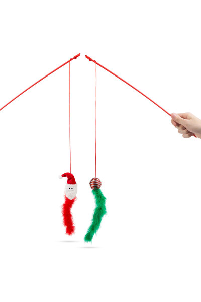 Alista Home Christmas cat toy with feathers and string, 46 cm